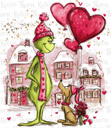 Grinch Heart Balloon Valentine - DTF Transfer